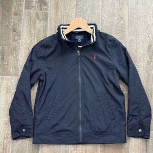 Polo by Ralph Lauren Boys Navy Blue Jacket Coat Windbreaker hood Large 14 16